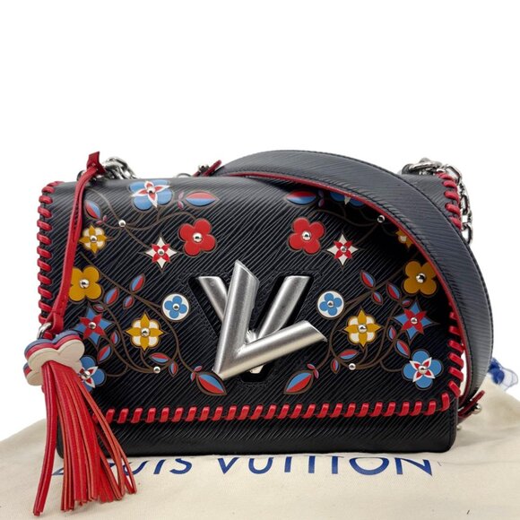 Louis Vuitton  Twist MM Epi Leather Blooming Flowers Chain Crossbody Bag Black - Picture 3 of 13